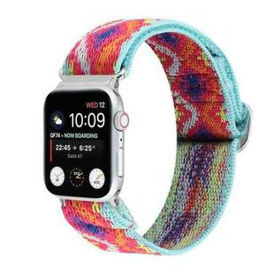 For Apple Watch Series 8&7 41mm / SE 2&6&SE&5&4 40mm / 3&2&1 38mm Buckle Elastic Nylon Watch Band(Red Rhombus)
