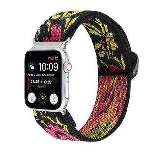For Apple Watch Series 8&7 41mm / SE 2&6&SE&5&4 40mm / 3&2&1 38mm Buckle Elastic Nylon Watch Band(Rose Red Yellow)
