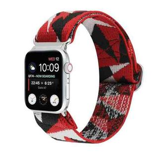 For Apple Watch Series 8&7 41mm / SE 2&6&SE&5&4 40mm / 3&2&1 38mm Buckle Elastic Nylon Watch Band(Red White)