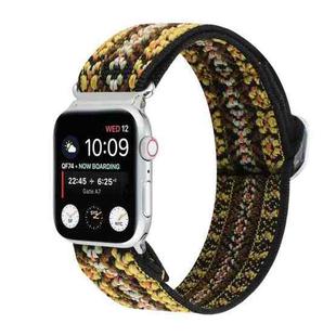 For Apple Watch Series 8&7 41mm / SE 2&6&SE&5&4 40mm / 3&2&1 38mm Buckle Elastic Nylon Watch Band(Light Yellow)