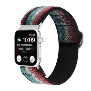 For Apple Watch Series 8&7 41mm / SE 2&6&SE&5&4 40mm / 3&2&1 38mm Buckle Elastic Nylon Watch Band(Blue Purple)