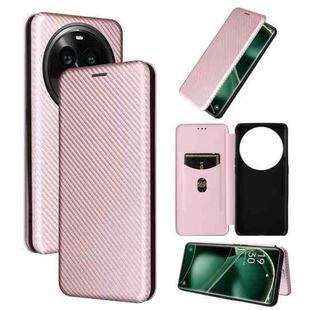For OPPO Find X6 Carbon Fiber Texture Flip Leather Phone Case(Pink)