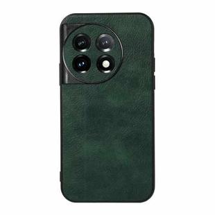 For OnePlus 11 5G Accurate Hole Two-color Litchi Texture PU Phone Case(Green)