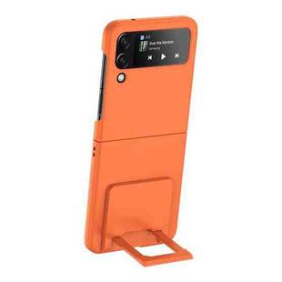 For Samsung Galaxy Z Flip3 5G Skin-feel Shockproof Full Coverage Phone Case with Holder(Orange)