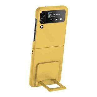 For Samsung Galaxy Z Flip3 5G Skin-feel Shockproof Full Coverage Phone Case with Holder(Yellow)