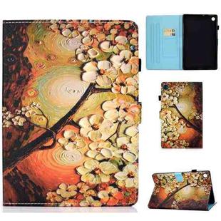 For Huawei MatePad SE Sewing Thread Horizontal Painted Tablet Leather Case with Pen Cover(Plum Blossom)