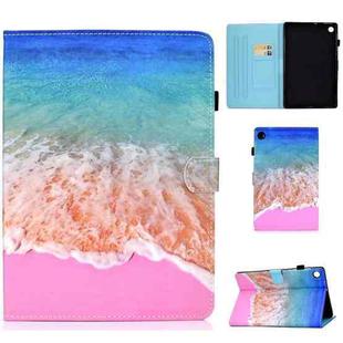 For Huawei MatePad SE Sewing Thread Horizontal Painted Tablet Leather Case with Pen Cover(Ocean)