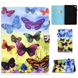 For Huawei MatePad SE Sewing Thread Horizontal Painted Tablet Leather Case with Pen Cover(Colorful Butterfly)