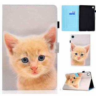 For Huawei MatePad SE Sewing Thread Horizontal Painted Tablet Leather Case(Cute Cat)