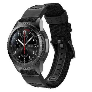 20mm Universal Nylon Leather Watch Band(Black)