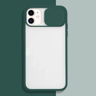 For iPhone 11 Pro Max Sliding Camera Cover Design TPU Protective Case(Dark Green)