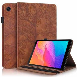 For Huawei Matepad SE 10.4 2022 Life Tree Embossed Flip Leather Tablet Case(Brown)