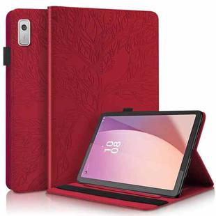 For Lenovo Tab M9 Life Tree Embossed Flip Leather Tablet Case(Red)