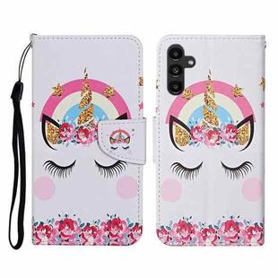 For Samsung Galaxy A24 4G Colored Drawing Pattern Flip Leather Phone Case(Crown Unicorn)