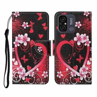 For Xiaomi Redmi 12C Colored Drawing Pattern Flip Leather Phone Case(Red Heart)