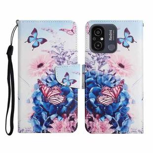 For Xiaomi Redmi 12C Colored Drawing Pattern Flip Leather Phone Case(Purple Butterfly)