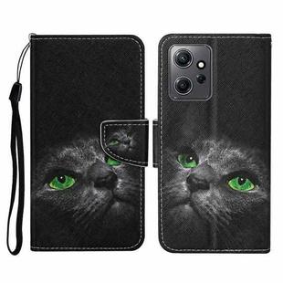 For Xiaomi Redmi Note 12 4G Global Colored Drawing Pattern Flip Leather Phone Case(Black Cat)