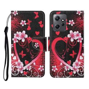 For Xiaomi Redmi Note 12 4G Global Colored Drawing Pattern Flip Leather Phone Case(Red Heart)