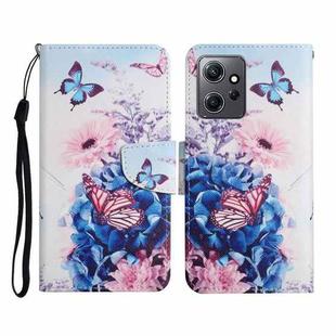 For Xiaomi Redmi Note 12 4G Global Colored Drawing Pattern Flip Leather Phone Case(Purple Butterfly)