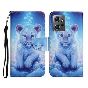 For Xiaomi Redmi Note 12 4G Global Colored Drawing Pattern Flip Leather Phone Case(Little Leopard)