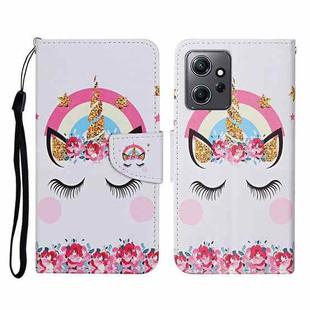 For Xiaomi Redmi Note 12 4G Global Colored Drawing Pattern Flip Leather Phone Case(Crown Unicorn)