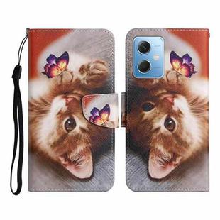 For Xiaomi Redmi Note 12 5G Global/Poco X5 Colored Drawing Pattern Flip Leather Phone Case(Butterfly Cat)
