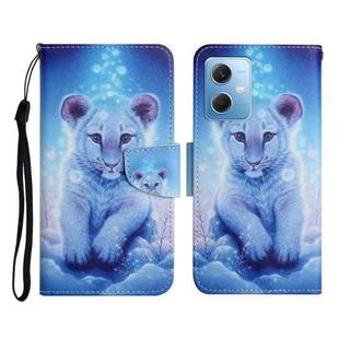 For Xiaomi Redmi Note 12 5G Global/Poco X5 Colored Drawing Pattern Flip Leather Phone Case(Little Leopard)