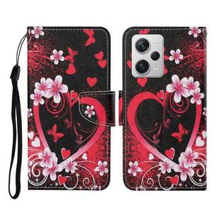 For Xiaomi Redmi Note 12 Pro 5G/Poco X5 Pro Colored Drawing Pattern Flip Leather Phone Case(Red Heart)