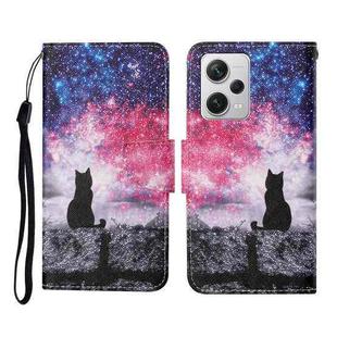 For Xiaomi Redmi Note 12 Pro 5G/Poco X5 Pro Colored Drawing Pattern Flip Leather Phone Case(Star Sky Cat)