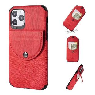 For iPhone 11 Pro Max Shockproof Wood Texture TPU Magnetic Protective Case with Card Slot(Red)