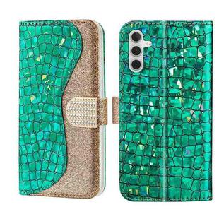 For Samsung Galaxy A54 5G Laser Glitter Powder Crocodile Texture Leather Phone Case(Green)