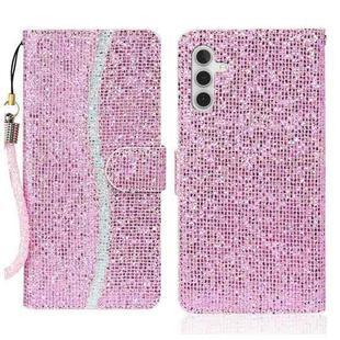 For Samsung Galaxy A34 5G Glitter Powder Filp Leather Phone Case(Pink)