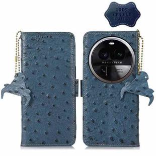 For OPPO Find X6 Ostrich Pattern Genuine Leather RFID Phone Case(Blue)