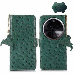 For OPPO Find X6 Ostrich Pattern Genuine Leather RFID Phone Case(Green)