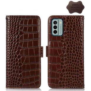 For Nokia G22 4G Crocodile Top Layer Cowhide Leather Phone Case(Brown)