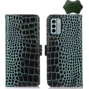 For Nokia G22 4G Crocodile Top Layer Cowhide Leather Phone Case(Green)