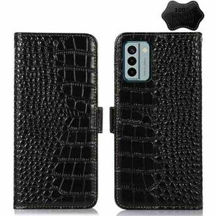 For Nokia G22 4G Crocodile Top Layer Cowhide Leather Phone Case(Black)