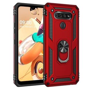 For LG K51 Shockproof TPU + PC Protective Case with 360 Degree Rotating Holder(Red)