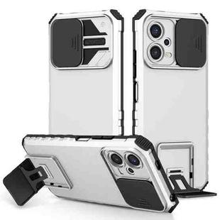 For Xiaomi Redmi Note 12 5G / Poco X5 Stereoscopic Holder Sliding Camshield Phone Case(White)