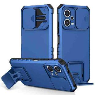 For Xiaomi Redmi Note 12 5G / Poco X5 Stereoscopic Holder Sliding Camshield Phone Case(Blue)