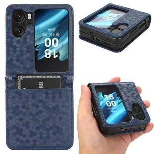 For OPPO Find N2 Flip Honeycomb Dot Texture Leather Phone Case(Blue)