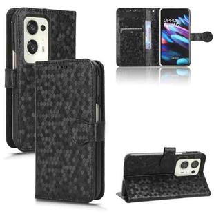 For OPPO Find N2 Honeycomb Dot Texture Leather Phone Case(Black)