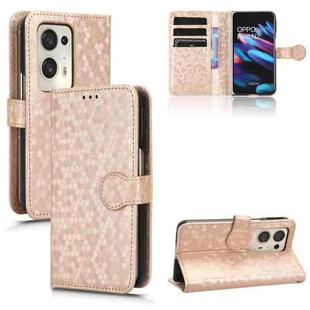 For OPPO Find N2 Honeycomb Dot Texture Leather Phone Case(Gold)