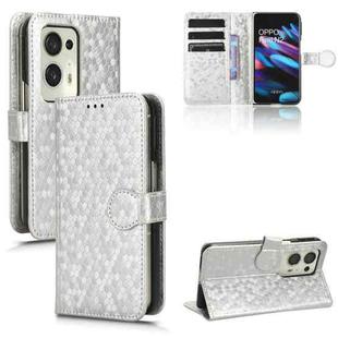 For OPPO Find N2 Honeycomb Dot Texture Leather Phone Case(Silver)