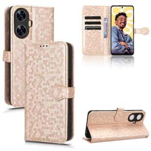For Realme C55 4G Honeycomb Dot Texture Leather Phone Case(Gold)