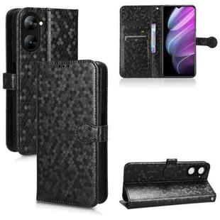 For Realme V30 / V30T 5G Honeycomb Dot Texture Leather Phone Case(Black)