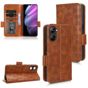 For Realme V30 / V30T 5G Symmetrical Triangle Leather Phone Case(Brown)