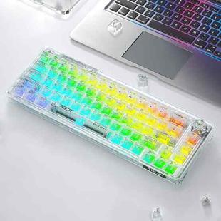 AULA F68 Transparent Customized Wired/Wireless/Bluetooth Three Model RGB Pluggable Mechanical Keyboard(White Transparent)