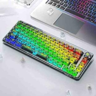 AULA F68 Transparent Customized Wired/Wireless/Bluetooth Three Model RGB Pluggable Mechanical Keyboard(Black Transparent)