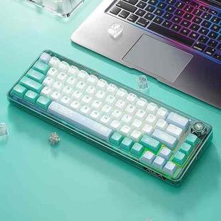 AULA F68 Transparent Customized Wired/Wireless/Bluetooth Three Model RGB Pluggable Mechanical Keyboard(Green Transparent)